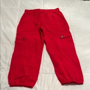 CAbi Red Ankle Cropped Pants with Elastic Waistband